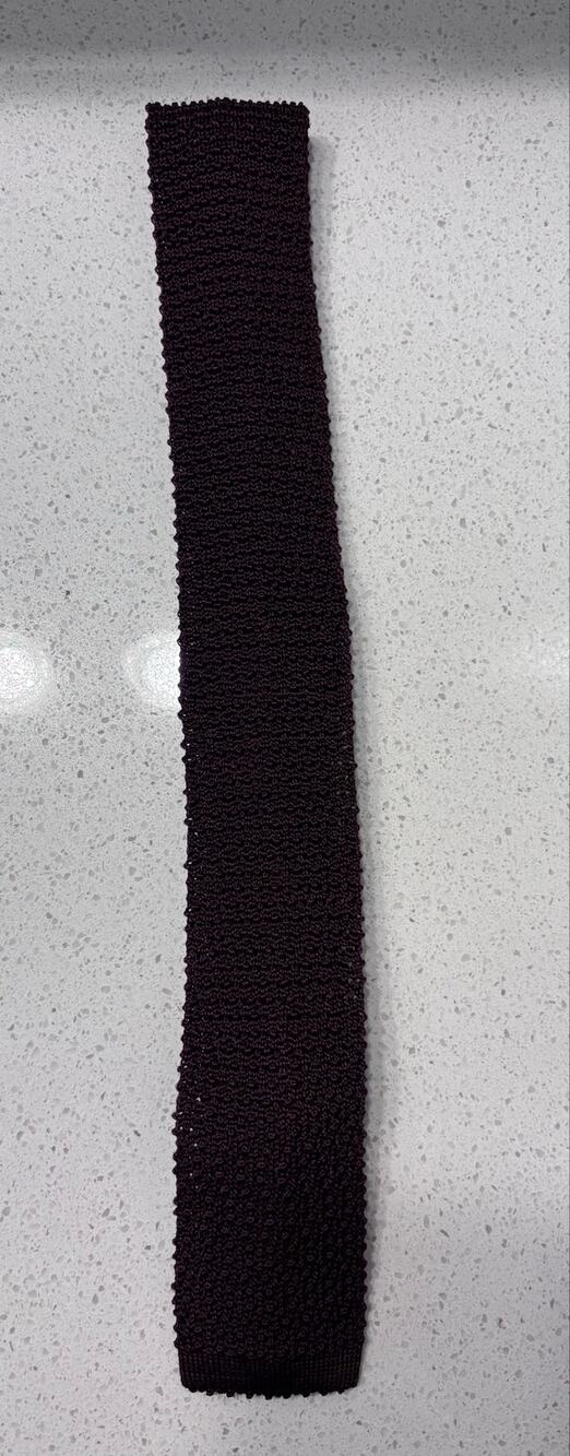 Polo Ralph Lauren Neck Tie 100% Silk Knit Burgundy Red Made in Italy Square End